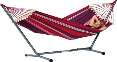 Produktbild von Amazonas Hängematte und Gestell SummerSet (Sumo RockStone + Hammock fuego) 210 x 120 cm; bunt, AZ-4220000