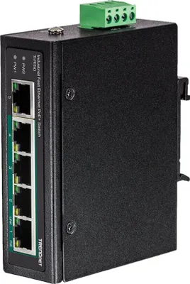 Produktbild von TRENDnet TI-PE50 DIN-Rail Switch 5-Port Industrial Fast Ethernet PoE+