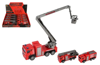 Obrázek produktu pro Auto hasiči plast 14cm na zpětné natažení 2 druhy 8ks v boxu