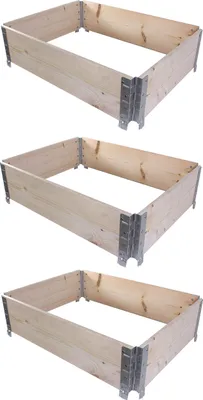 Produktbild von BigDean 3X Palettenrahmen für Hochbeet 80 x 60 x 20 cm = halbe Europalette - Holzrahmen faltbar, steckbar & stapelbar - ideal für Pflanzen, Blumen, Obst, Gemüse & Kräuter