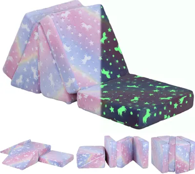 Produktbild von AIYAPLAY Spielsofa für Kinder Kindersofa aus Schaumstoff mit Liegefunktion, 5tlg. Kindercouch im Dunkeln Leuchtende Samtoptik, für 2-3 Kinder, Rosa