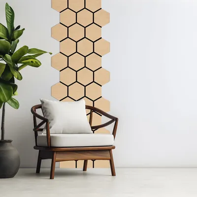Obrázok produktu pre Homestyle4u Akustické panely Drevo 76x62 cm 4 nástenné panely Prírodné šesťuholníkové panely Stropné panely do obývačky Obkladové panely