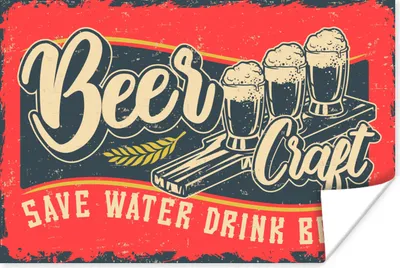 Produktbild von MuchoWow® Poster Mancave - Bier - Gläser - Vintage 30x20 cm - Plakate - Print