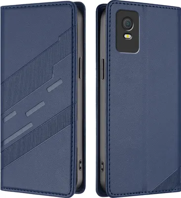 Image de Étui pour TCL 403, étui en cuirPolyuréthaneavec fente pour cartes et fonction stand Blau