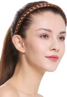 Produktbild von WIG ME UP Geflochtener schmaler Haarreif Goldbraun CXT-003-230