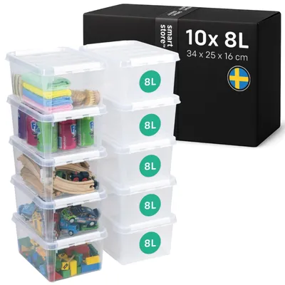 Aufbewahrungsboxen 8 l, 10 Stück, transparent, stapelbar