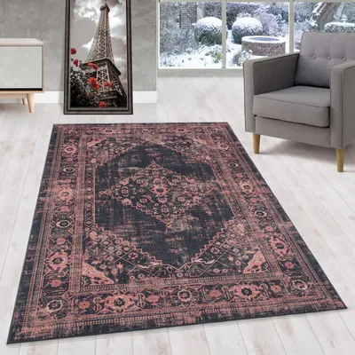Image de Homebyhome Tapis Lavable à Poils Courts pour Salon Style Moderne Antidérapant Entretien Facile Chambre à Coucher, Taille: 80x250 cm