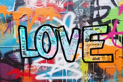 Produktbild von ARTUNIVERSE Glasbilder Paint the World with Love 80 x 120 cm
