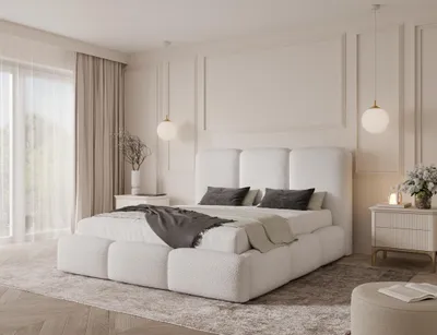 Produktbild von Emlar Polsterbett Zoe 200x200 cm - Bett mit Bettkasten & Lattenrost - Bouclé-Stoff - Doppelbett mit Stauraum Weiß (Quelle 01)