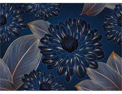 Produktbild von Fototapete Vlies FT5P 352003-063 chrysanten Blätter blau 375 x 270 cm