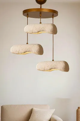 Produktbild von Opviq, Hochwertiger Kronleuchter, Metallkörper, Cremefarben, Ø30 h:75 cm, Höhenverstellbar 20-75 cm, E27 Fassung, Max 40 W, IP20, Modernes Design für stilvolle Räume.
