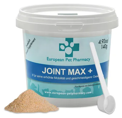 Productafbeelding van European Pet Pharmacy Joint Max+ voedingssupplement voor honden, 140 g. Glucosamine en chondroïtine poeder