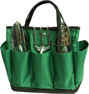 Image de Ensemble d'outils de jardinage avec différents bacs - Gants de jardinage - Vert et noir
