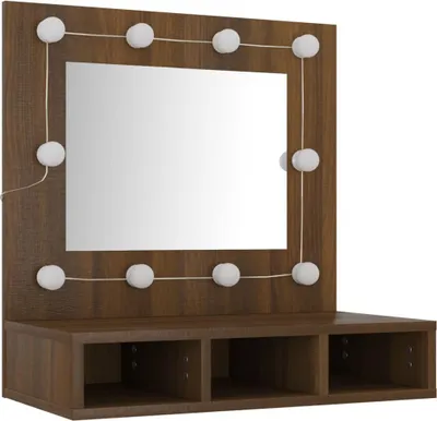 Produktbild von vidaXL Spiegelschrank mit LED Braun Eichen-Optik 60x31,5x62 cm