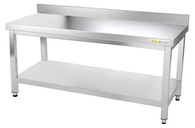 Image de Table de travail en inox soubassement 1400 x 700 mm adossée PREMIUM - GOLDINOX