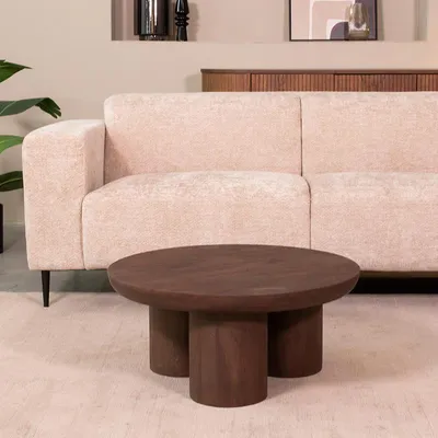 Produktbild von LABEL51 Couchtisch Olly - Espressofarben - Mangoholz - 90 cm - Rund, KI-generiertes Bild