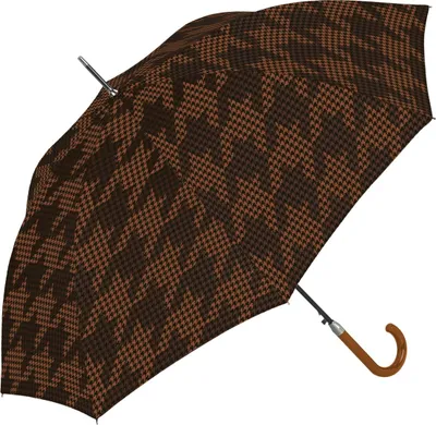 Produktbild von Stockschirm Damen Automatikregenschirm Windproof Hahnentrittmuster Cachemir Braun