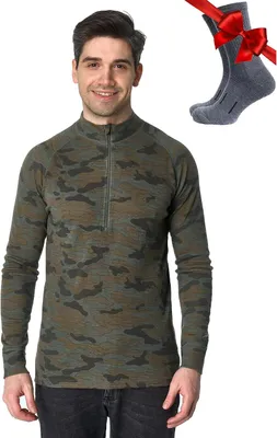 Productafbeelding van Merinowol pullover heren - 100% merino - Halve rits - Voor wandelen