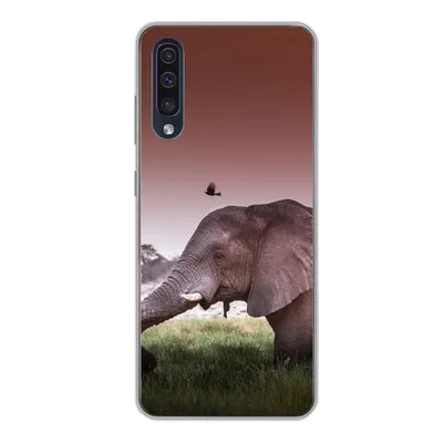 Produktbild von MuchoWow® Handyhülle Schutzhülle Hülle für Samsung Galaxy A50 Elefant - Gras - Sonne - Tiere Silikon Softcase Handy Hülle - Mobiltelefonhülle