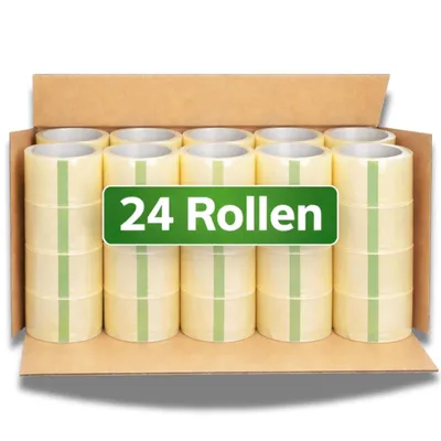 Produktbild von Paketklebeband Transparent 50 mm x 66 m | 24 Rollen Vorratspack leise abrollend | Klebeband für Kartons, Umzug, Lager & Büro