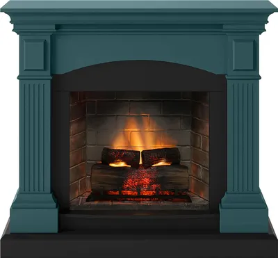 Produktbild von TAGU Magna Kamin Türkis mit Elektro der neuen Generation 3D Flame mit Knistersound Brennraum im Steinkarakter Offenes Elektrofeuer keine Frontscheibe