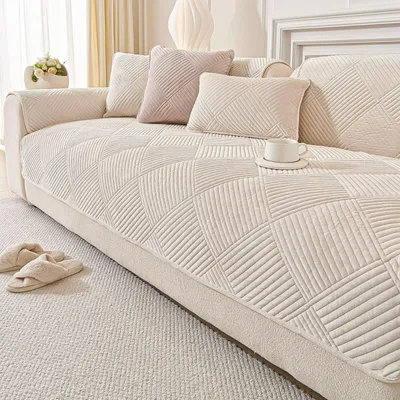 Produktbild von Samt Bankovertrek für Ecksofa, L-Form, Sofabeschutz, 1-4 Sitzplätze, Sofabezug für Wohnzimmer