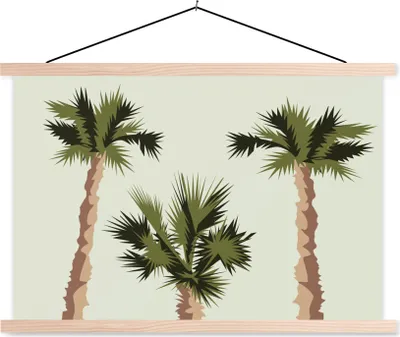 Produktbild von MuchoWow® Textilposter Palme - Sommer - Tropisch 120x80 cm mit holzfarbenen Rahmen - Aufhängeset