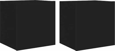 Produktbild von vidaXL TV-Wandschränke mit LED-Leuchten 2 Stk. Schwarz 40,5x35x40 cm