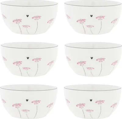Produktbild von 6er Set Müslischalen Watercolour Flower Blume weiß rosa 14cm Bastion Collections