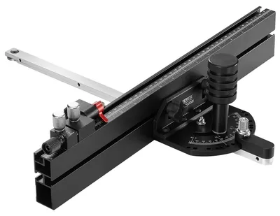 Image de Guide d'onglet VEVOR, fente standard 19 x 9,5 mm, guide de scie circulaire de table en alliage d'aluminium avec trame de 46 cm, 15 butées angulaires, piston et disque amovible, pour le travail du bois