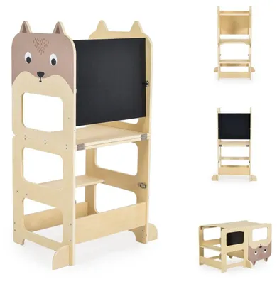 Produktbild von Moni Kinder Holz-Lernturm 3 in 1 24446 Schreibtisch Bank Zeichentafel Stehhilfe braun