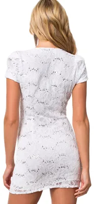 Produktbild von John Zack Weißes Minikleid aus Spitze mit Pailletten L