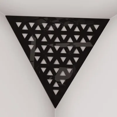 Zdjęcie produktu dla Zestaw 2 sztuk – pochłaniacz basów do narożników sufitu „Triangle-F“ | Pianka akustyczna w kształcie piramidy z laminowaną płytą HDF i tkaniną [TRI – czarny plastik | biały]