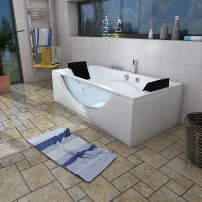 Produktbild von Whirlpool Pool Badewanne Wanne W81-B 180x90cm mit Farblichtherapie