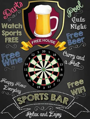 Produktbild von vianmo Holzschild 18x12 cm sports bar Darts relax and enjoy
