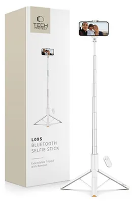 Produktbild von Tech-Protect selfie stick tripod L09S Bluetooth, white