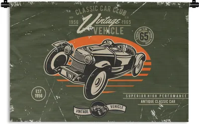 Produktbild von MuchoWow® Wandteppich Wandbehang Oldtimer - Oldtimer - Auto 60x40 cm Tapisserie Dekoration Wandtuch - Wanddekorationen