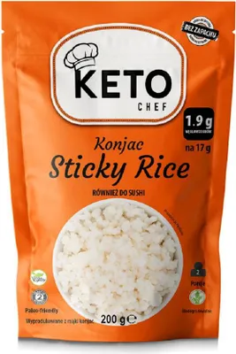 MAKARON KONJAC W KSZTAŁCIE RYŻU (STICKY RICE) DO SUSHI BEZGLUTENOWY 200 g - KETO CHEF
