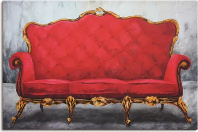 Produktbild von ARTland Leinwandbild Rotes Sofa Größe: 30x20 cm
