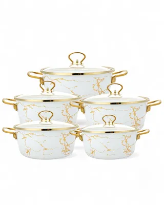Zdjęcie produktu dla MASTERPAN | Zestaw 5 garnków z pokrywkami 20/22/24/26/28 cm emaliowane garnki | stal węglowa | indukcja | garnek z pokrywką | wysoka jakość, MP2657