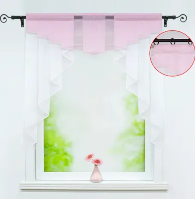 Produktbild von Delien Scheibengardine mit Tunnelzug Voile Gardinen Küche Bistrogardinen Kleinfenster Transparent Rosa BxH 100x100cm