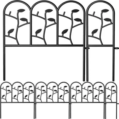 Productafbeelding van Famanu metalen omheining met antiek design - 46 cm hoog, 214 cm lang