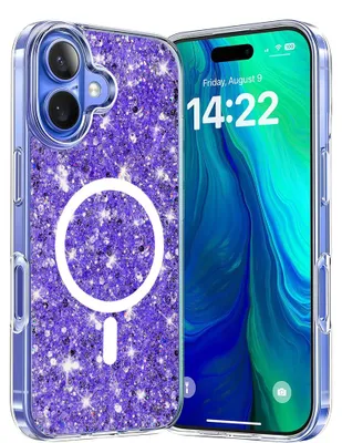 Produktbild von Techsuit Sparkly Glitter Back Cover Hülle für Apple iPhone 16 Plus - Lila