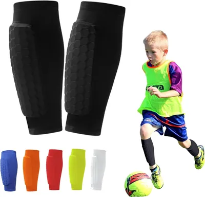 Produktbild von Schienbeinschoner fš¹r Fu?ball, Kinder und Jugendliche, Shindefender Schienbeinschoner fš¹r Kinder (4-6 und 10-12 Jahre), Wadenkompressionsstulpe mit Wabenpolstern