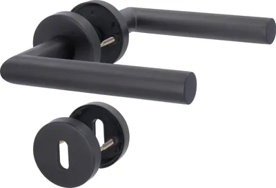 Produktbild von Alpertec Türgriff-Garnitur Rosette Fair I BB Edelstahl schwarz Ø 52 mm
