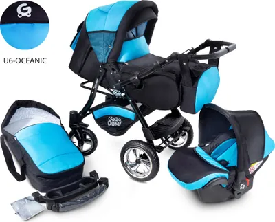 Produktbild von GaGaDumi Urbano Kombikinderwagen Kinderwagen Babyschale 3in1 System Autositz (U6-Oceanic)