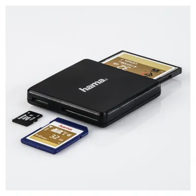 Zdjęcie produktu dla Hama 00124022, CF, MicroSD (TransFlash), MicroSDHC, MicroSDXC, SD, SDHC, SDXC, Czarny, 5000 Mbit/s, USB 3.2 Gen 1 (3.1 Gen 1) Type-A, 55 mm, 55 mm