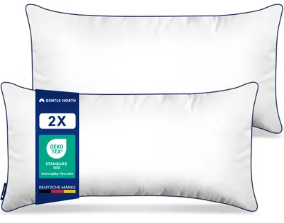 Produktbild von Gentle North Hochwertige Kopfkissen in Hotelqualität 40x80 cm groß- 2er Set Flauschige, ergonomische Schlafkissen - Mit Reißverschluss - Waschbar 60°