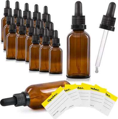 Obrázek produktu pro 20x 50 ml lahvička s pipetou, hnědé sklo, standardní skleněná pipeta