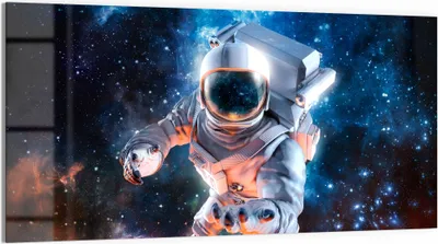 Produktbild von DEQORI Glasbild Echtglas 100x50 cm 'Schwereloser Astronaut' Wandbild Bild modern Deko